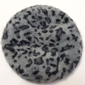 Angora Blend Grey Leopard Design Beret